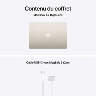 Apple MacBook Air - 15,3 pouces - Puce M5 - CPU 10 cœurs/ GPU 10 cœurs - 16 Go RAM - 512 Go SSD - Lumière Stellaire
