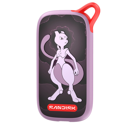 Sandisk Pokémon Disque Dur Externe Portable SSD, Mewtwo Edition - 500 Go - USB 3.2 Gen 2 Interface - Jusqu'à 1000 Mo/s