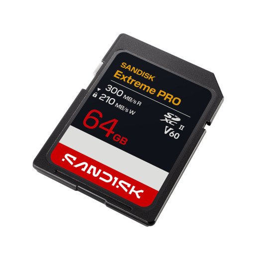 SanDisk Carte SDXC™ UHS-II V60 Extreme PRO - 64 Go - Jusqu'à 300 Mo/s Vitesses de lecture séquentielle