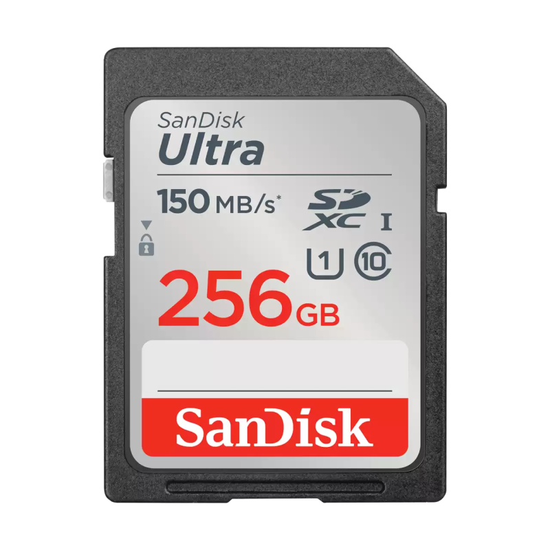 SanDisk Ultra® Carte SDHC™ HS-I et carte SDXC™ UHS-I - 256 Go - Jusqu'à 150 Mo/s Vitesses d’écriture séquentielle