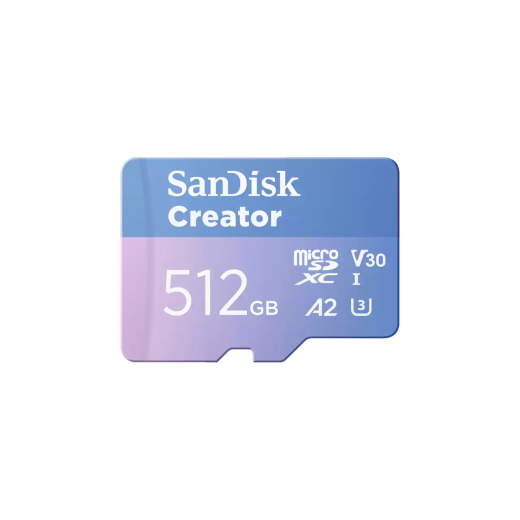 SanDisk Carte microSD Creator - 512 Go - UHS-I Interface - 190MB/s Vitesses de lecture séquentielle