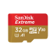 SanDisk Carte microSDXC™ Extreme® UHS-I - 32 Go - Jusqu'à 100 Mo/s Vitesses de lecture séquentielle