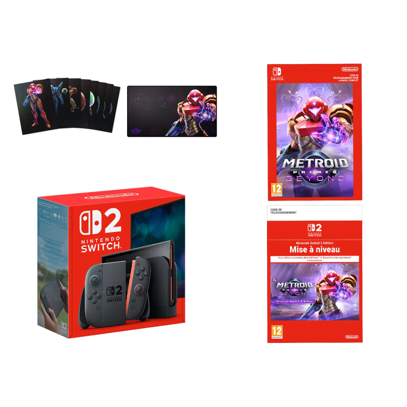 Nintendo Switch 2 + Metroid Prime 4: Beyond - Pack Puissance - Console avec manette Joy-Con 2 droite et gauche grise