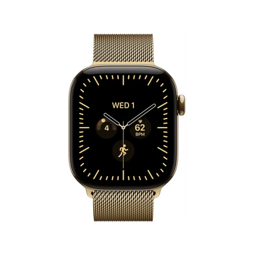 Apple Watch Series 12 GPS + Cellulaire - 42 mm - Boîtier Titane Or Brillant - Bracelet Milanais Brillant S/M - WatchOS 27