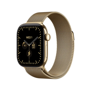 Apple Watch Series 12 GPS + Cellulaire - 42 mm - Boîtier Titane Or Brillant - Bracelet Milanais Brillant S/M - WatchOS 27
