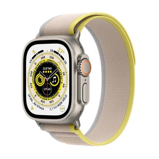 Apple Watch Ultra GPS + Cellulaire - Boîtier Titane 49mm - Boucle Trail Jaune / Beige