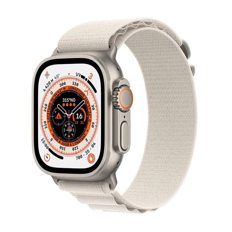 Apple Watch Ultra GPS + Cellulaire - Boîtier Titane 49mm - Boucle Trail - Stellaire