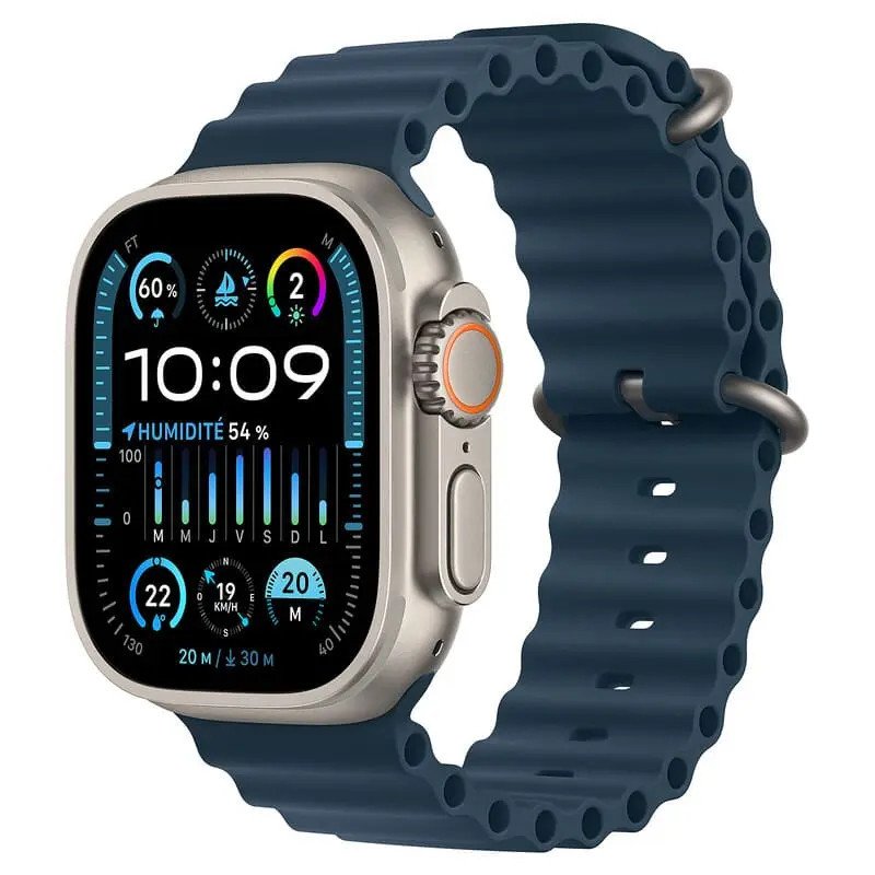 Apple Watch Ultra GPS + Cellulaire - Boîtier Titane 49mm - Bracelet Océan Bleu