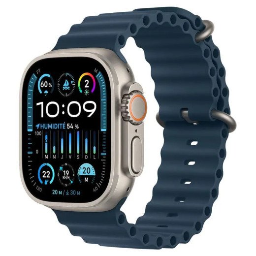 Apple Watch Ultra GPS + Cellulaire - Boîtier Titane 49mm - Bracelet Océan Bleu