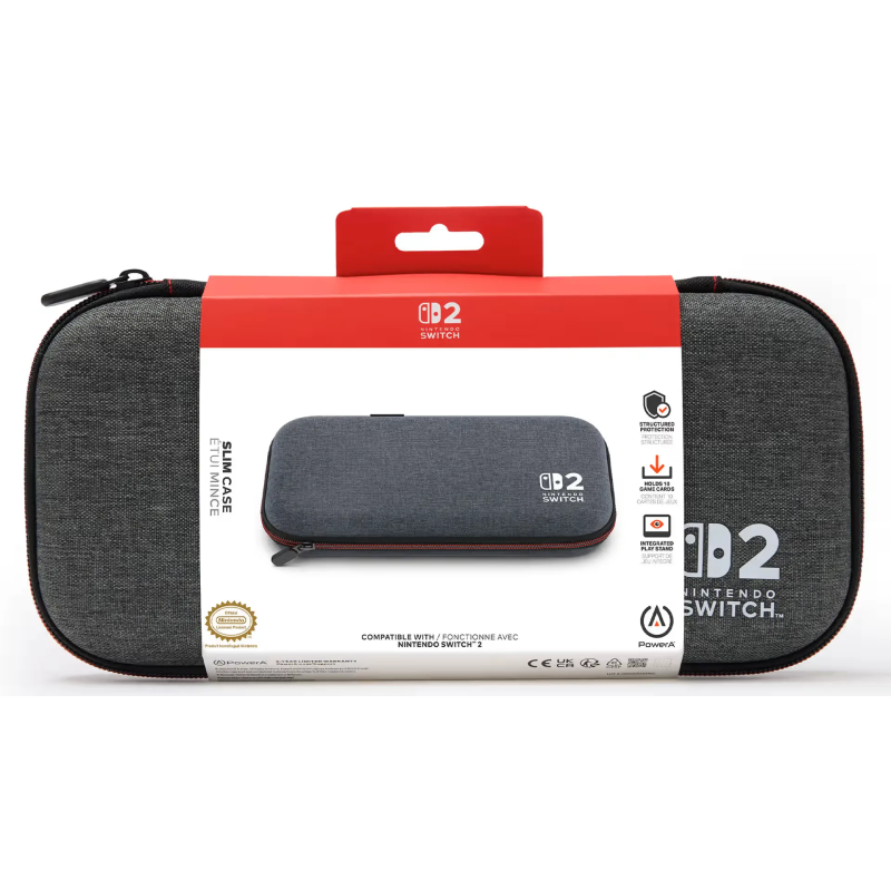 Nintendo Étui mince pour Nintendo Switch 2 (gris chiné foncé) - Protection structurée, Rangement de jeux