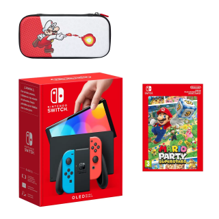 Nintendo Switch Pack Modèle OLED - Mario Party Superstars - Console avec manette Joy-Con bleu et gauche rouge - Capacité: 64 Go