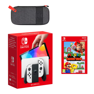 Nintendo Switch Pack OLED (blanc) Mario vs. Donkey Kong - Console avec manette Joy-Con droite et gauche gris