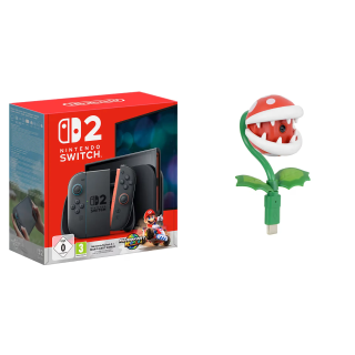 Nintendo Switch 2 + Mario Kart World + Caméra Plante Piranha - Console avec manette Joy-Con 2 droite et gauche grise