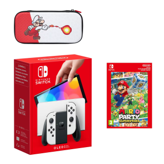 Nintendo Switch Pack Modèle OLED (blanc) Mario Party Superstars - Console avec manette Joy-Con bleu et gauche rouge