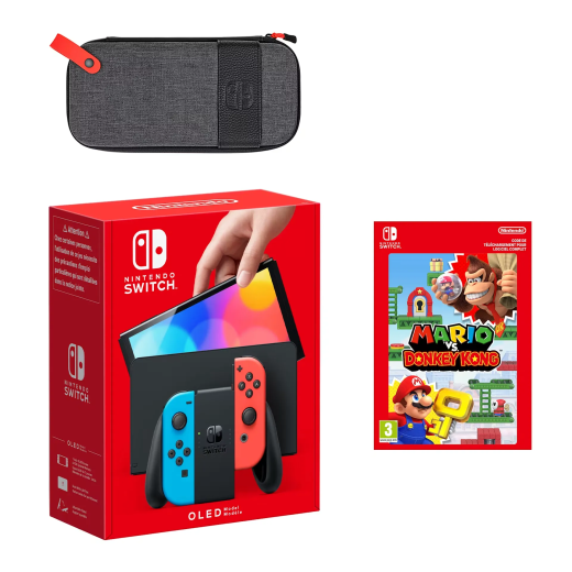 Nintendo Switch Pack Modèle OLED (bleu néon/rouge néon) Mario vs. Donkey Kong