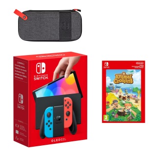 Nintendo Switch Pack Modèle OLED Animal Crossing: New Horizons - Console avec manette Joy-Con droite et gauche gris