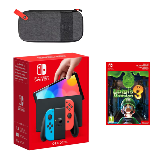 Nintendo Switch Pack Modèle OLED Luigi's Mansion 3 - Mario Party Superstars - Console avec manette Joy-Con bleu et gauche rouge