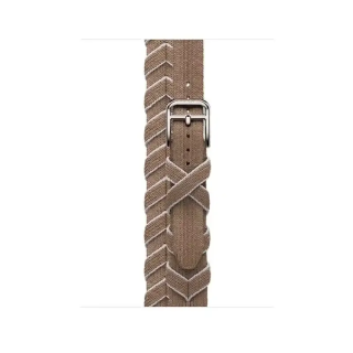 Apple Watch Bracelet Bride Équestre Hermès - Double Tour Beige - Weimar / Blanc 42 mm