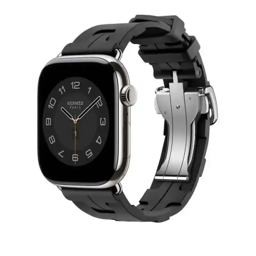 Apple Watch Bracelet sportif Hermès - 46 mm - Forme de H - Couleur Simple Tour Kilim Noir
