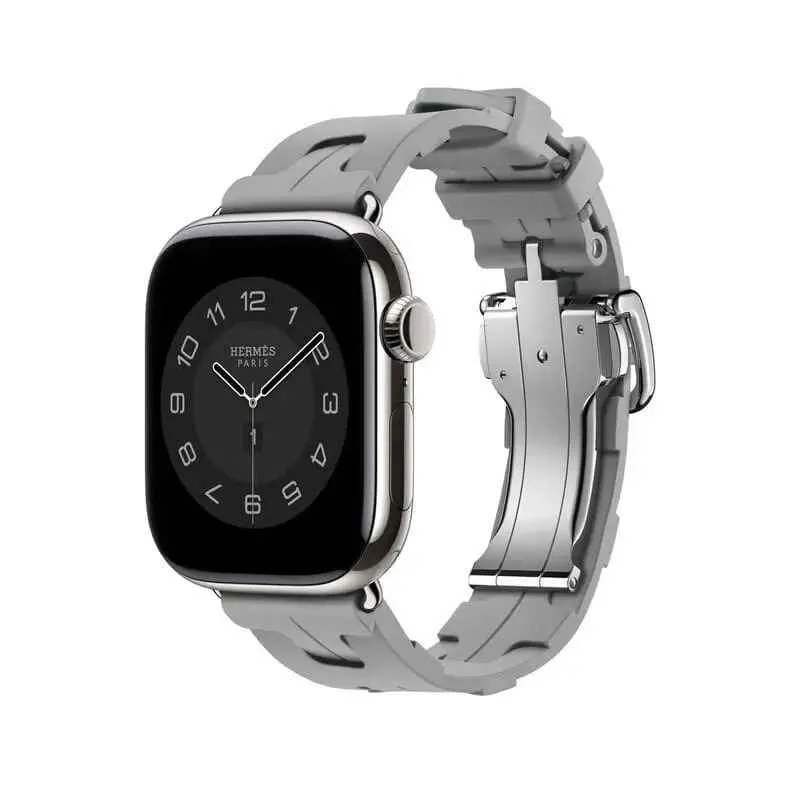 Apple Watch Bracelet Hermès - Signé Apple - Couleur Simple Tour Kilim Gris de 42 mm