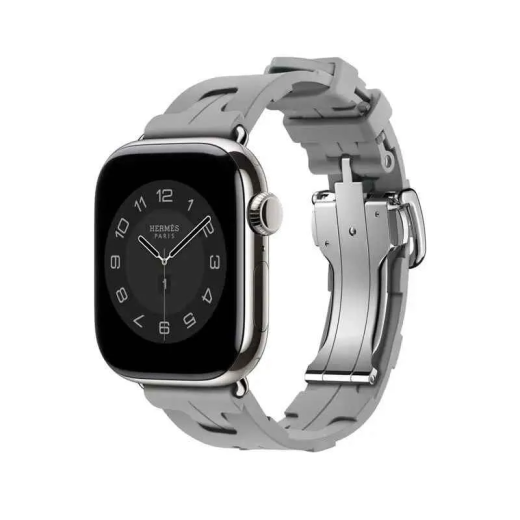 Apple Watch Bracelet Hermès - Signé Apple - Couleur Simple Tour Kilim Gris de 42 mm