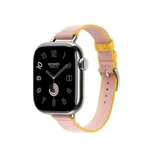 Apple Watch Bracelet Hermès - 42 mm - Simple Tour Twill Jump Attelage Rose Sakur
