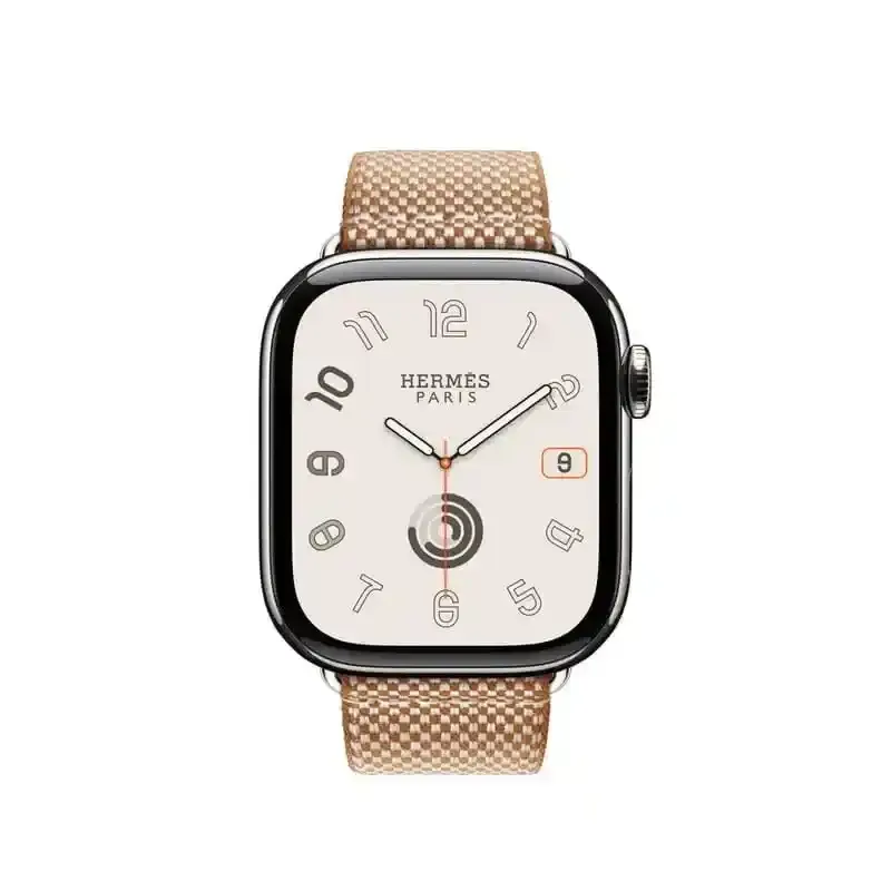 Apple Watch Bracelet Hermès - Signé Apple - 42 mm - Couleur Simple Tour Toile H Gold / Écru