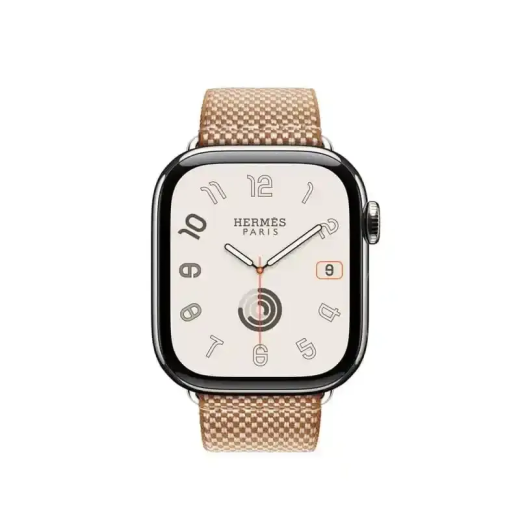 Apple Watch Bracelet Hermès - Signé Apple - 42 mm - Couleur Simple Tour Toile H Gold / Écru