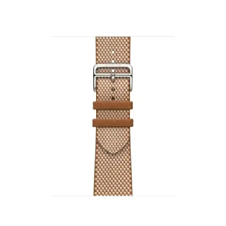 Apple Watch Bracelet Hermès - Signé Apple - 42 mm - Couleur Simple Tour Toile H Gold / Écru