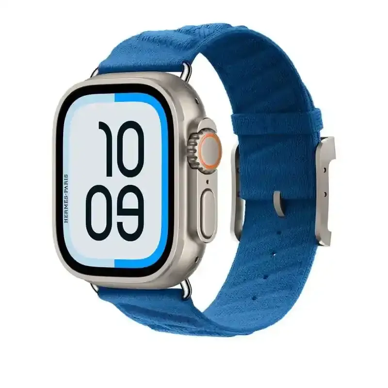 Apple Watch Bracelet - Boucle Hermès - 49 mm - Couleur En Mer Bleu Hydra