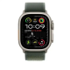 Apple Watch Bracelet - Signé Apple - Boucle Trail vert 49 mm - S/M - confort - Finition titane naturel