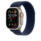 Apple Watch Bracelet - Signé Apple - 49 mm - S/M - Finition titane naturel - Couleur Boucle Trail bleu