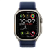 Apple Watch Bracelet - Signé Apple - 49 mm - S/M - Finition titane naturel - Couleur Boucle Trail bleu