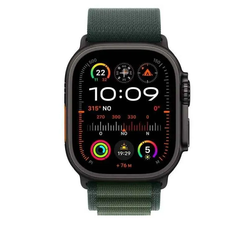 Apple Watch Bracelet - Signé Apple - Boucle Alpine vert foncé 49 mm - Small - Finition titane