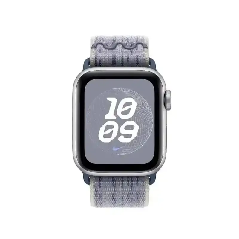 Apple Watch Bracelet - Signé Apple - Boucle Sport Nike 40 mm - languette tissée - Couleur Gris / Bleu