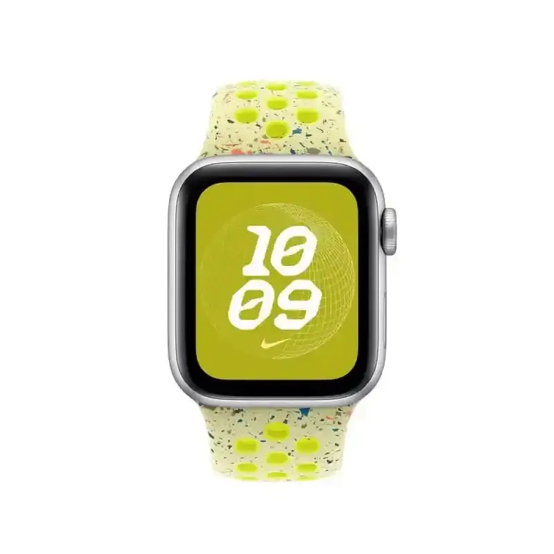 Apple Watch Bracelet - Signé Apple - Boucle Sport Nike 40 mm - S/M - flocons colorés - Couleur Volt Splash