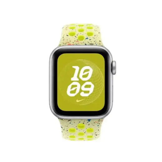 Apple Watch Bracelet - Signé Apple - Boucle Sport Nike 40 mm - S/M - flocons colorés - Couleur Volt Splash