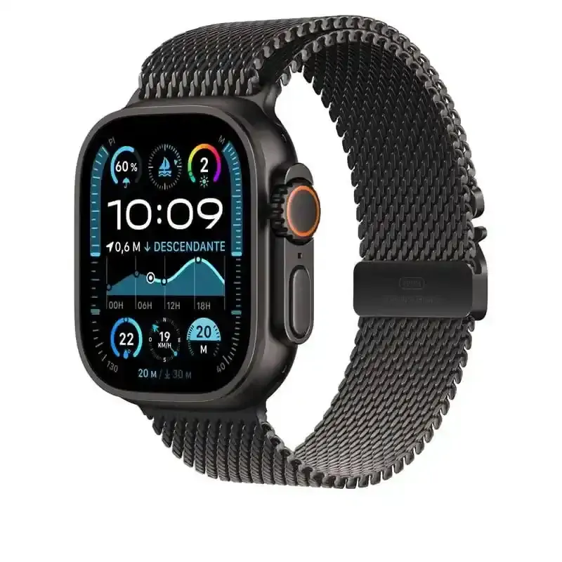 Apple Watch Bracelet - Signé Apple Original - Boucle 49 mm - Couleur Milanais en titane noir