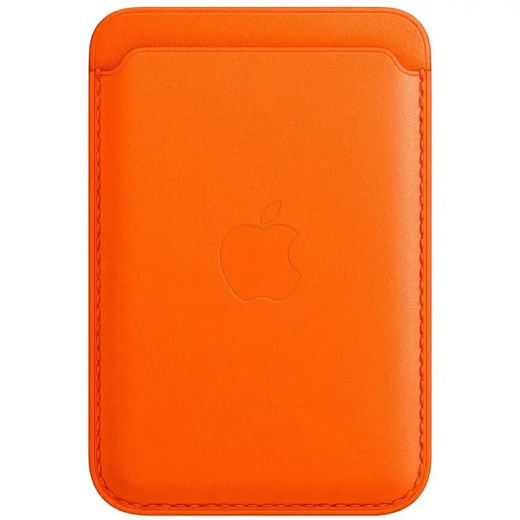 Apple Accessoire - Original Apple - Porte-cartes en cuir avec MagSafe pour iPhone - Orange