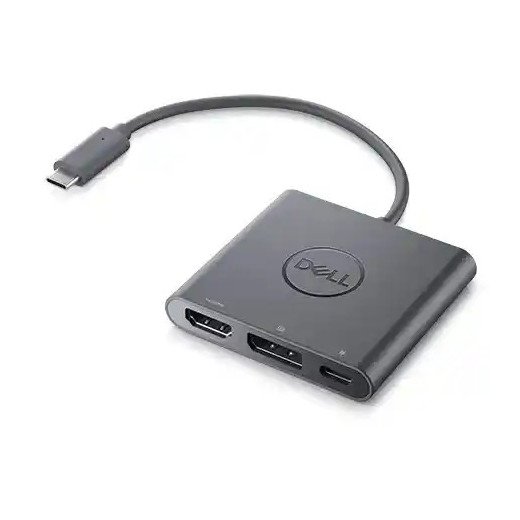 Dell Adaptateur USB-C mâle vers HDMI, DisplayPort, USB-C (alimentation uniquement) femelle