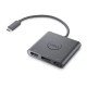 Dell Adaptateur USB-C mâle vers HDMI, DisplayPort, USB-C (alimentation uniquement) femelle