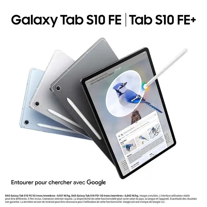 Samsung Galaxy Tab S10 FE 5G -  stockage 256 Go - Ram 12GB - Écran 10.9"  - Gris