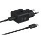 Samsung Chargeur secteur rapide USB-C PD 3.0 25W avec câble  USB-C inclus Noir EP-T2510XBEGEU