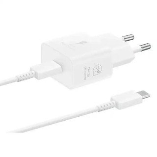 Samsung Chargeur secteur rapide USB-C 25W  avec câble compact, sûr et compatible Blanc  EP-