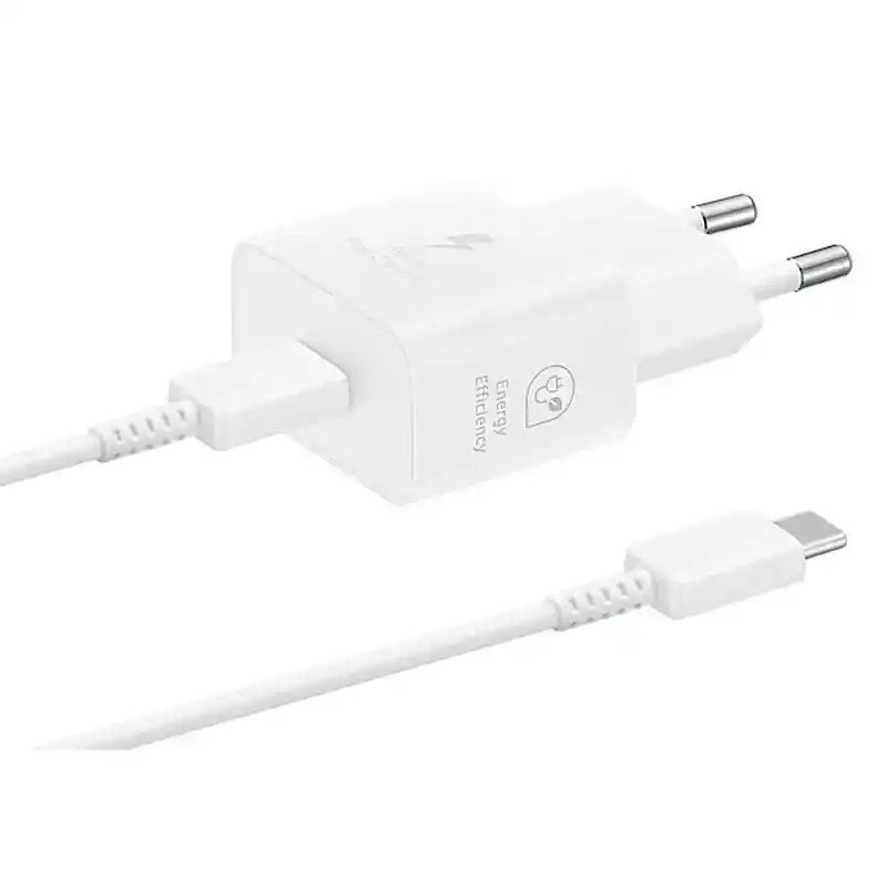 Samsung Chargeur secteur rapide USB-C 25W  avec câble compact, sûr et compatible Blanc  EP-