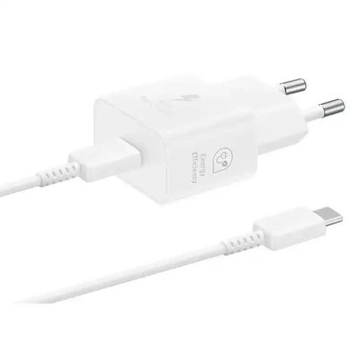 Samsung Chargeur secteur rapide USB-C 25W  avec câble compact, sûr et compatible Blanc  EP-