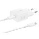 Samsung Chargeur secteur rapide USB-C 25W  avec câble compact, sûr et compatible Blanc  EP-
