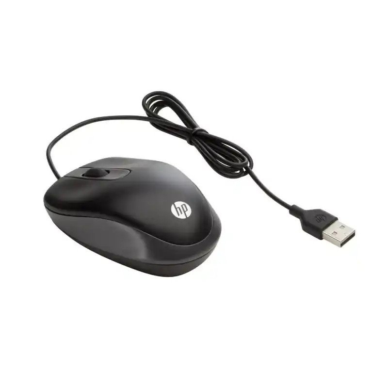 HP Souris filaire Voyage USB Type-A filaire - 3 boutons - précision accrue - 1000 ppp - ultra-compacte - Noir