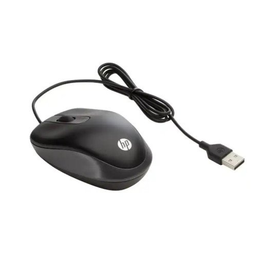 HP Souris filaire Voyage USB Type-A filaire - 3 boutons - précision accrue - 1000 ppp - ultra-compacte - Noir