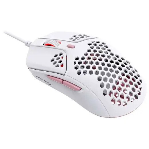 HyperX Pulsefire Haste Souris pour gaming - câble USB HyperFlex - micro-interrupteur doré - Blanc-rose